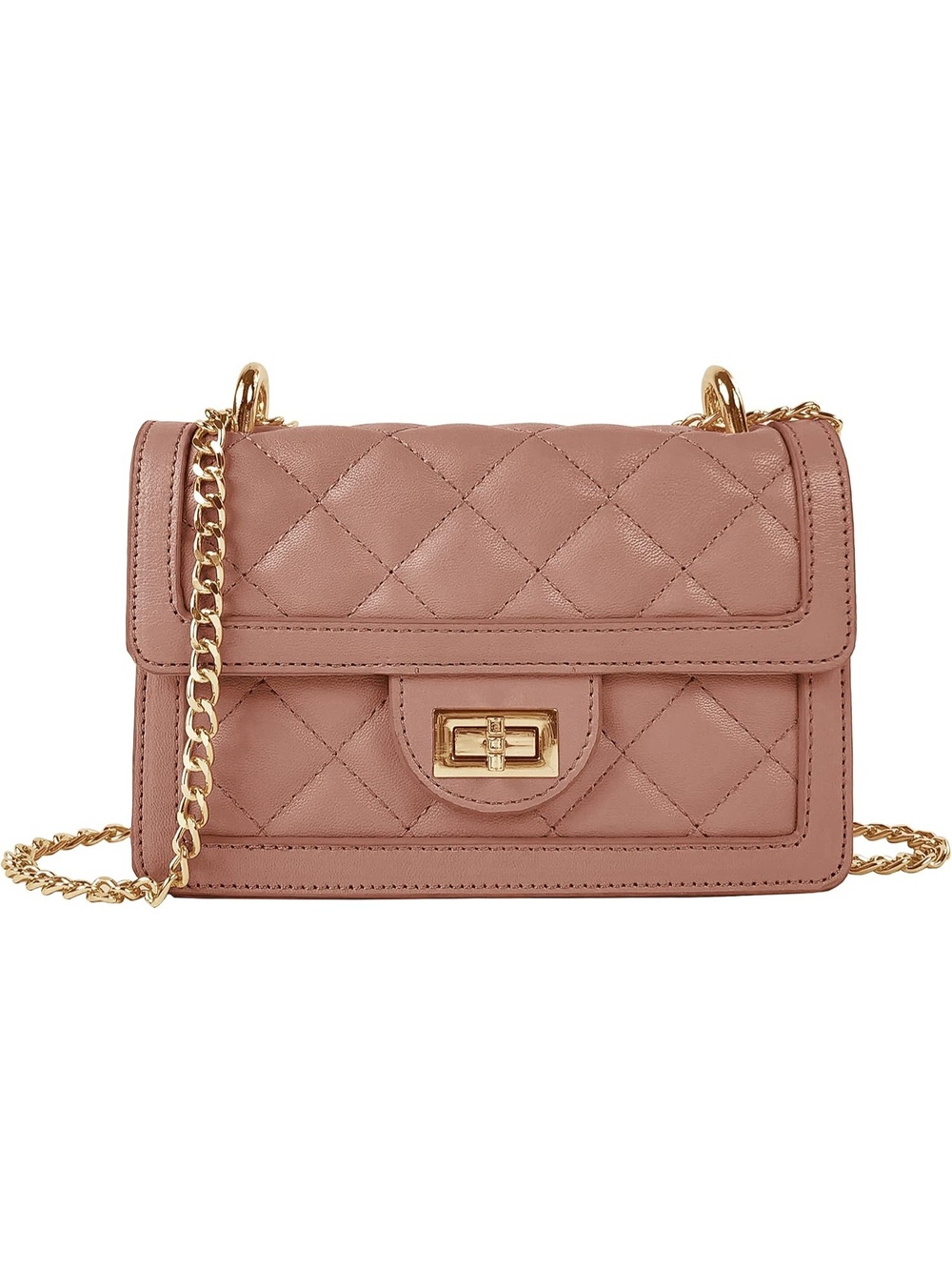〽️ Women's Dark Mauve Small Quilted Trendy Wallet Purse Designer Crossbody Bag